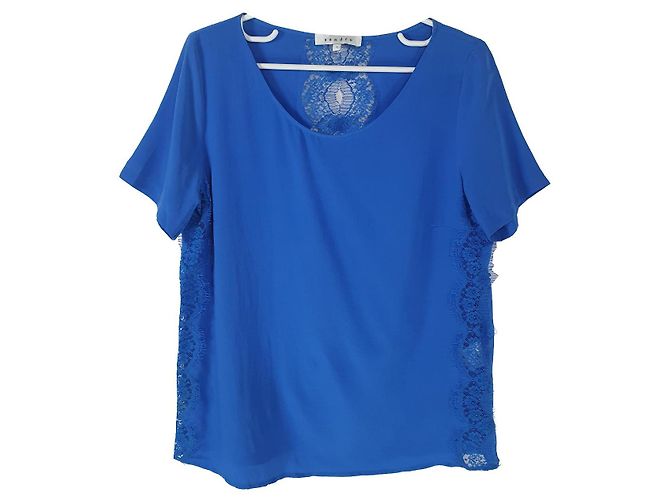 Sandro Seidenspitzenbluse Blau