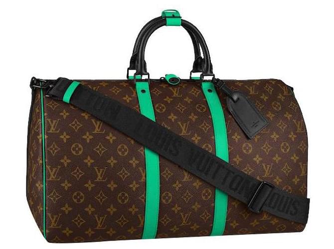 Louis Vuitton LV Keepall 50 macassar green Leather ref.564205 - Joli Closet
