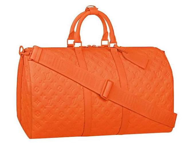 Louis Vuitton LV Keepall 50 Monograma laranja Taurillon Couro  ref.564207