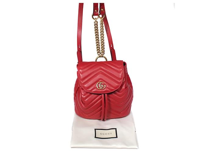 Gucci Marmont Rucksack Mini Red Leather  ref.564243