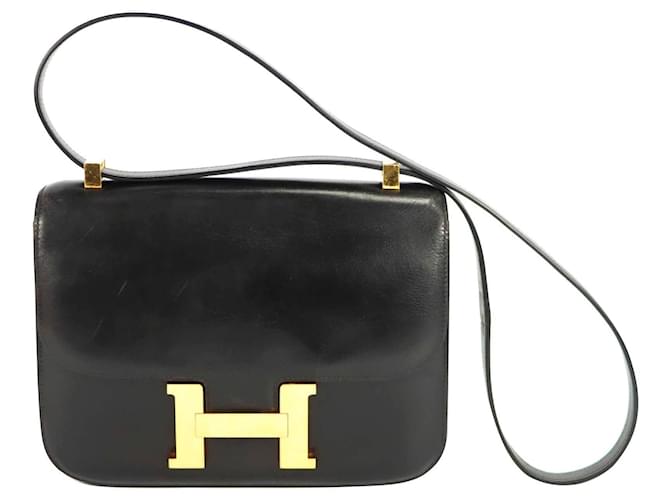 Hermès Hermes constance 23 Cuero de becerro caja negra Negro  ref.564259