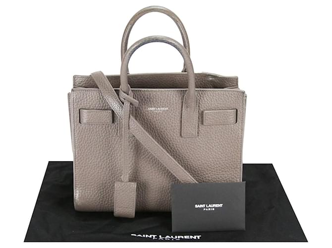 Yves Saint Laurent Sac de Jour Nano Grey Grained Leather  ref.564286