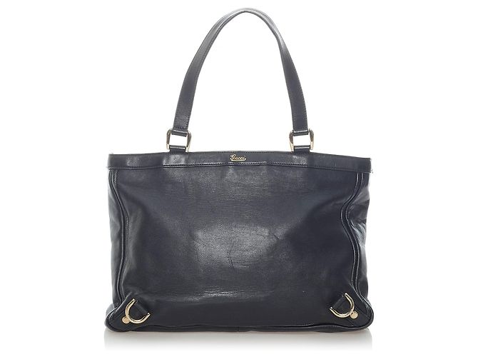 Sac cabas en cuir à anneau en D noir Abbey Gucci