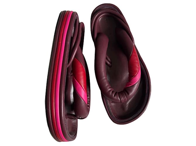 Isabel Marant leather waikiki sandals Red Dark red Dark purple  ref.564510