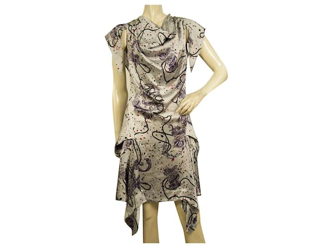 Alexander McQueen Gray Silver Silk Sleeveless Cowl Neck Mini dress size 42 Multiple colors  ref.564511