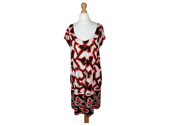 Diane Von Furstenberg DvF vintage robe en soie Ayuka motif ginko Multicolore  ref.564514