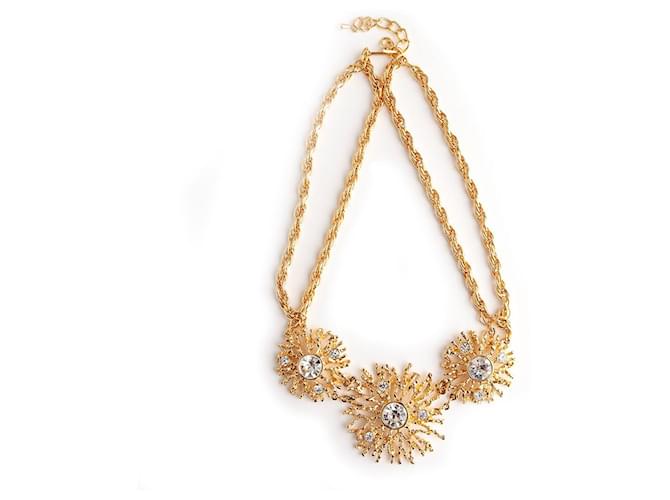 Kenneth Jay Lane Flower necklace Golden Metal  ref.564522
