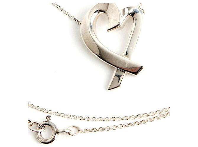 TIFFANY & CO. Pendant Necklace Loving Oval Heart Silver 925 Silvery  ref.564526