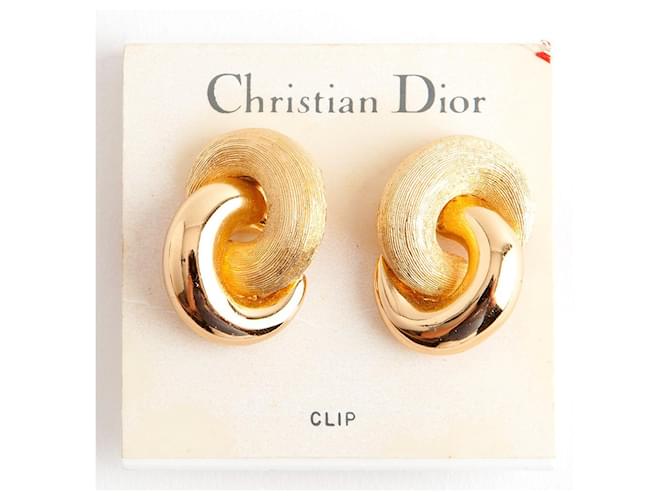 Christian Dior swirl clip on earrings Golden Metal  ref.564534