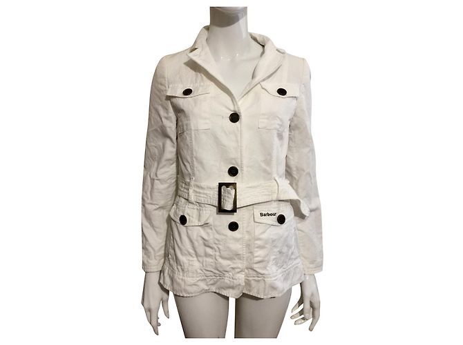 Casaco Barbour branco de linho misto