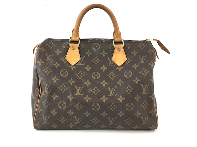 Louis Vuitton Speedy 30 Monogram canvas Brown Leather  ref.564554
