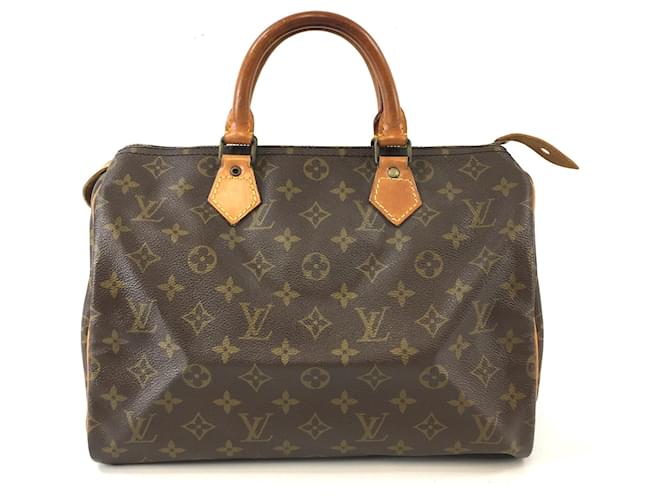 Louis Vuitton Speedy 30 Monogram canvas Brown Leather  ref.564568