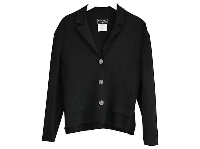 Giacca in maglia nera di Chanel Nero Viscosa  ref.564800