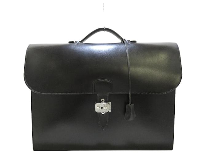 Hermès Sac à dépêches Black Leather  ref.564955