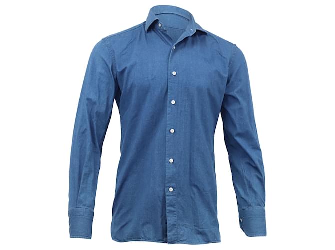 Tom Ford Button Down Shirt in Blue Cotton  ref.565206