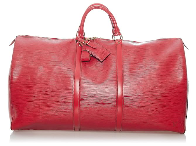 Louis Vuitton Red Epi Keepall 60 Roja Cuero  ref.565307