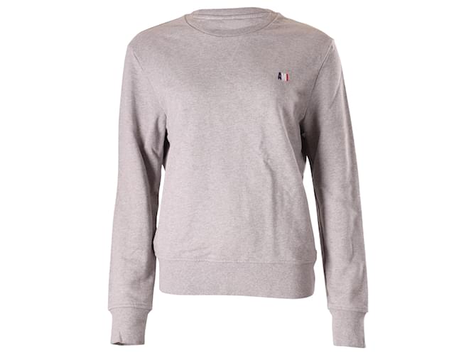 Ami Paris Crewneck Sweatshirt in Gray Cotton Grey  ref.565451