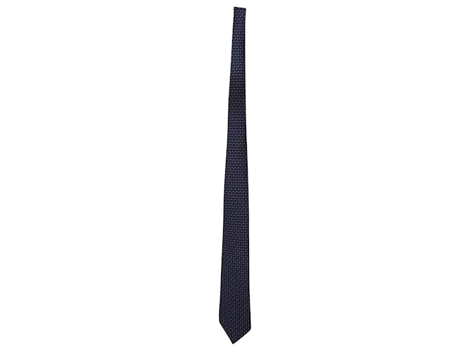 Cravate Imprimée Croquet Salvatore Ferragamo en Soie Bleue  ref.565467