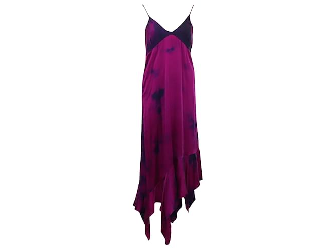 Marques Almeida Tie-Dyed Asymmetric Dress in Purple Silk Satin  ref.565468