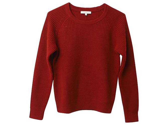 Sandro Paris Ribbed Knit Sweater in Red Wool  ref.565470
