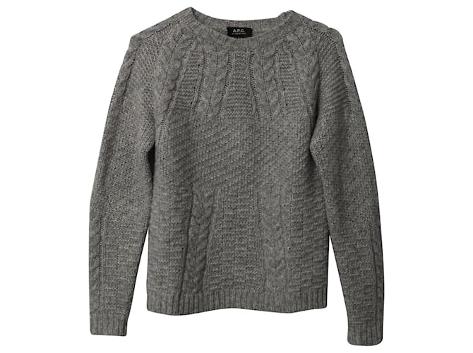 Apc  A.P.C. Galway Cable Knit Sweater in Grey Alpaca Fiber Wool  ref.565473