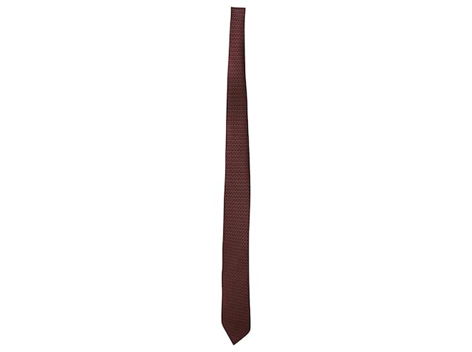 Cravate Salvatore Ferragamo Chain Imprimée en Soie Rouge  ref.565481