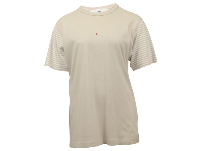 Stone Island Marina Camiseta com estampa de logo em Jersey de algodão bege  ref.565491