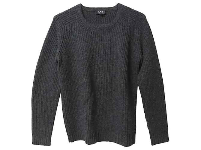 Apc A.P. C Ribbed Sweater in Gray Wool  Grey  ref.565497