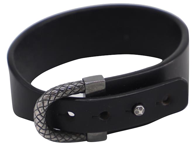 Bottega Veneta stylish Bracelet in black leather & silver