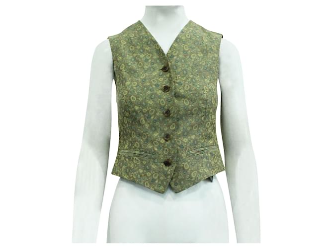 Mulberry Green Print Vintage Vest Polyester  ref.565505