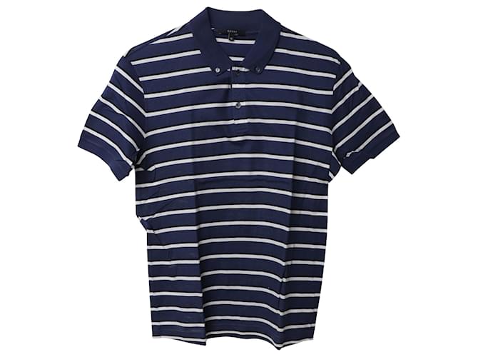 Gucci Striped Short Sleeve Polo Shirt in Navy Blue and White Cotton  Multiple colors  ref.565511