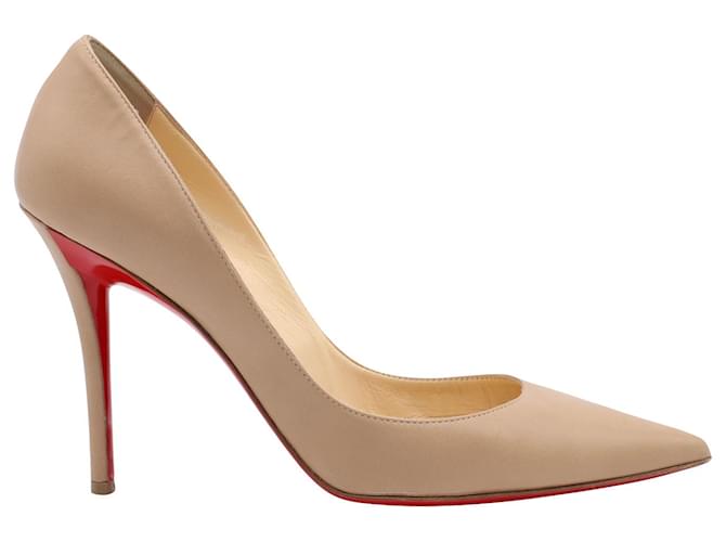 Christian Louboutin Apostrophy 100 Pumps in Nude Nappa Leather Flesh  ref.565515