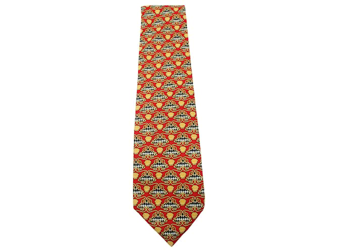 Versace Cravate en soie imprimée rouge  ref.565520