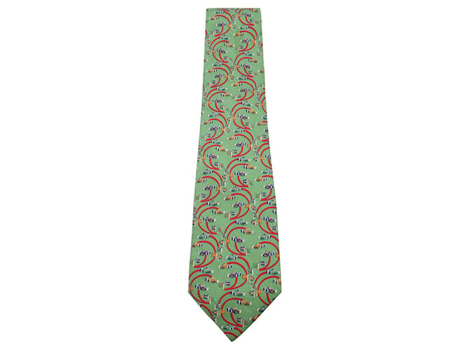 Cravatta con stampaFerragamo in Seta da Uomo colore Verde Uomo Accessori da Cravatte da 