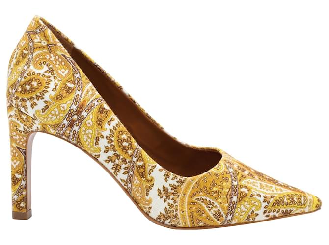 Zapatos de Salón Zimmermann Tejido Estampado en Lino Amarillo  ref.565542