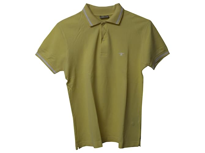 Dior Bee Embroidered Short Sleeve Polo Shirt in Yellow Cotton   ref.565546