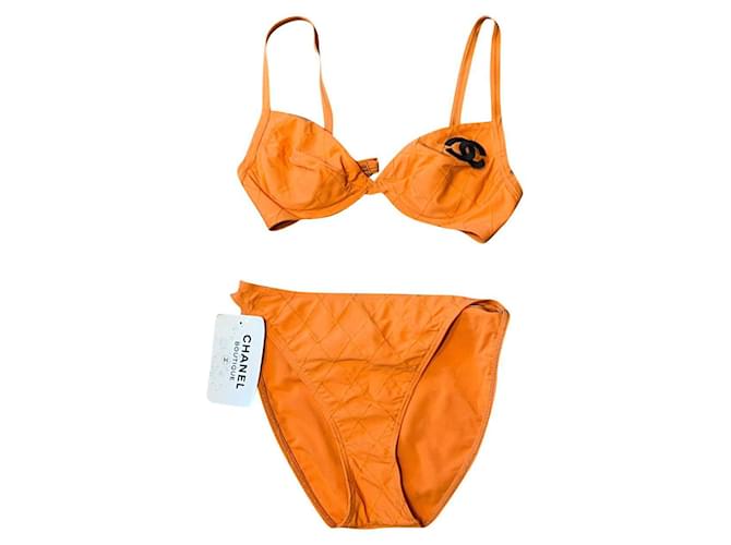 Chanel Collector 90´s Elasthane Polyamide Noir Orange  ref.565577