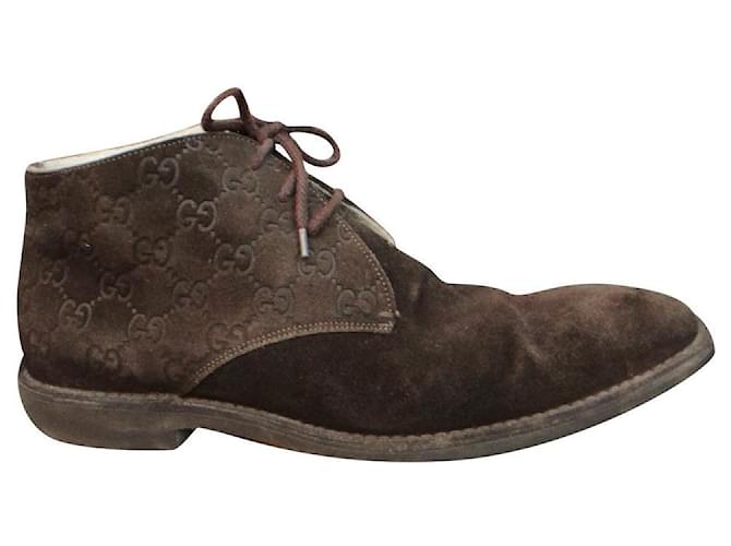 Gucci suede lined boots p 43 Dark brown Fur Deerskin  ref.565579