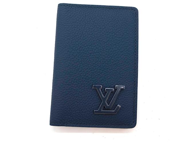 Portefeuille à deux volets estampillé Louis Vuitton Ocean Blue Pocket Organizer Cuir Bleu  ref.565598