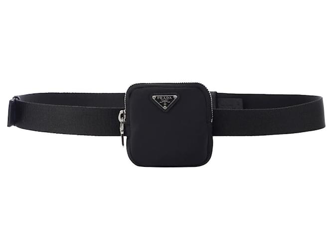 Prada Woven nylon belt Black Leather Polyamide Cloth  ref.565623