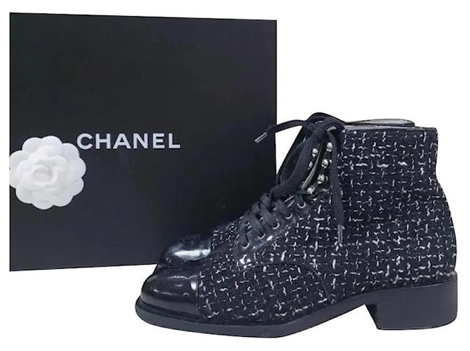 Chanel boots cheap tweed