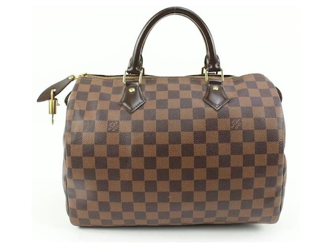 Louis Vuitton Damier Ebene Speedy 30 Boston Bag MM Leather  ref.565671