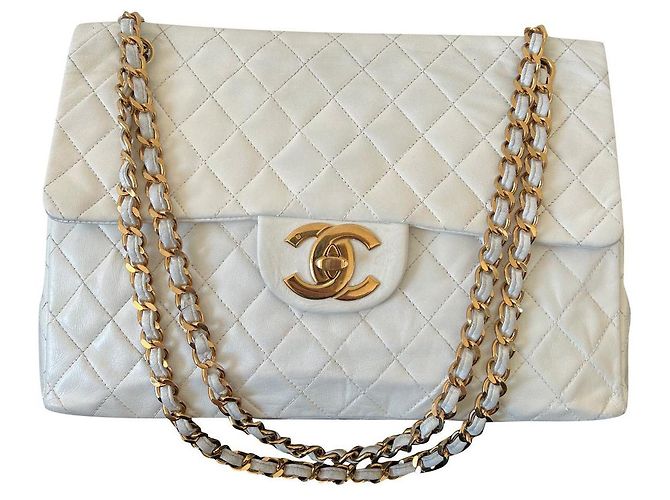Timeless Chanel maxi aba com logo Branco
