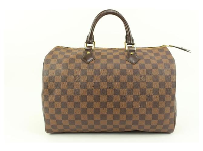 Louis Vuitton Large Damier Ebene Speedy 35 Boston Bag GM Leather