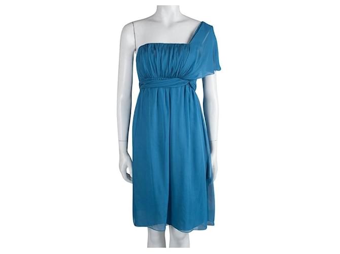 Philosophy Di Alberta Ferretti Draped silk one-shoulder dress Blue  ref.565770