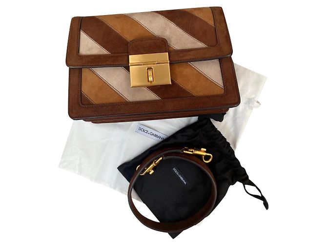 Bolsa de mão em couro marrom Dolce & Gabbana