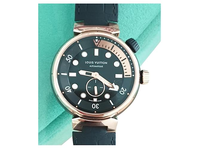Louis Vuitton Relojes automáticos Negro Oro rosa  ref.565794