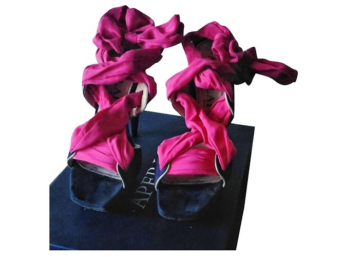 Aperlai High heel leather sandals Blue