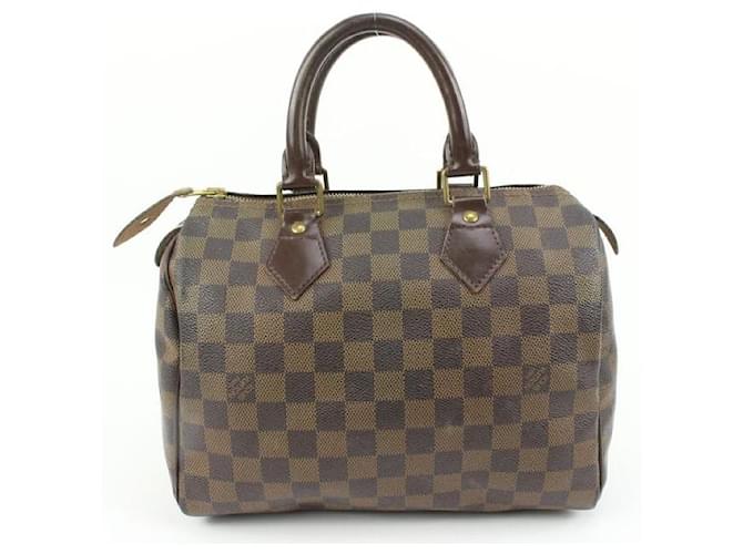 Louis Vuitton Small Damier Ebene Speedy 25 Boston Bag PM Leather  ref.565923