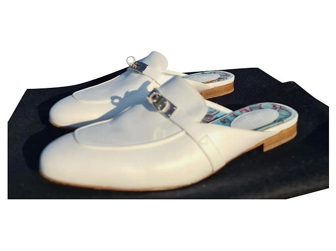 Hermès Mulas Hermes de Couro Branco Oz